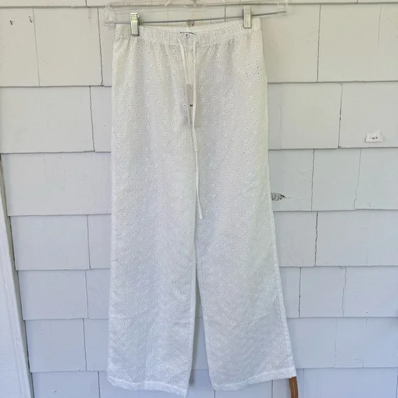 Reformation Olina Eyelet Pants White size Small Petite NWT - Picture 3 of 8
